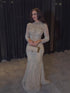Luxury Nude Modest Long Sleeves Diamond Beaded Mermaid Evening Dress LA73504 - SERENE  HILL