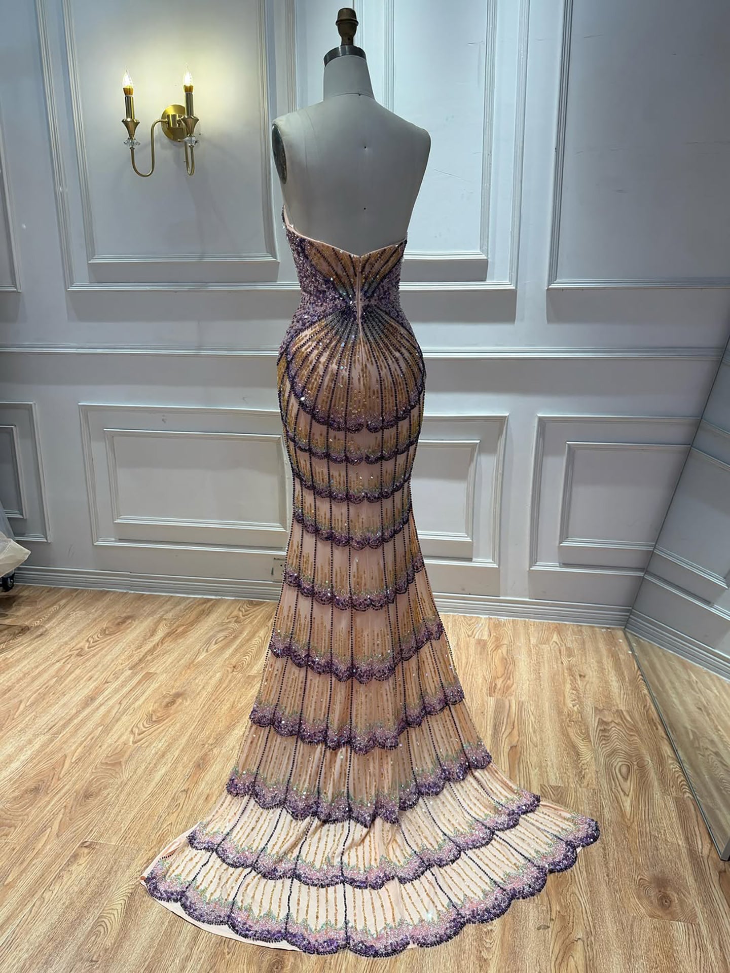 Luxury Purple Strapless Backless Beaded Evening Dress With Skirt LA73527 SERENE HILL