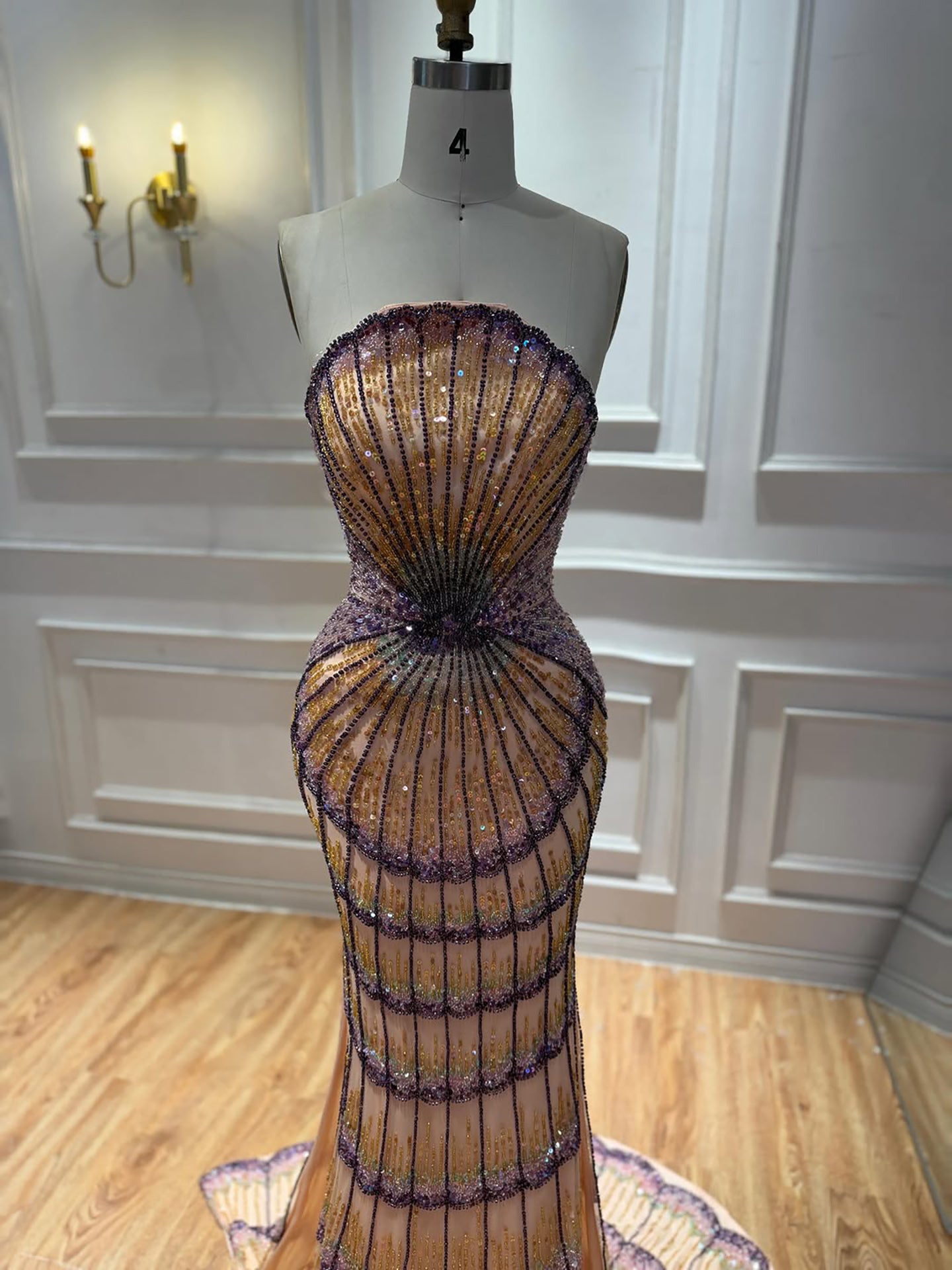 Luxury Purple Strapless Backless Beaded Evening Dress With Skirt LA73527 SERENE HILL