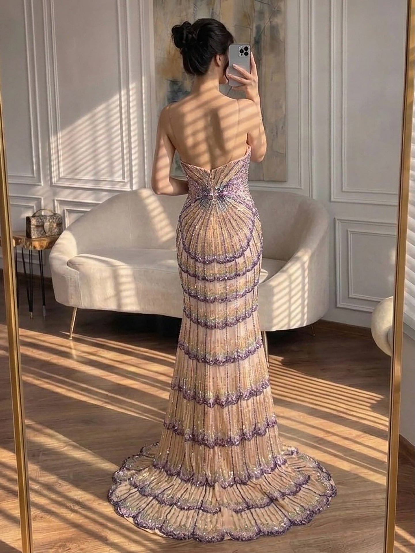 Luxury Purple Strapless Backless Beaded Evening Dress With Skirt LA73527 SERENE HILL