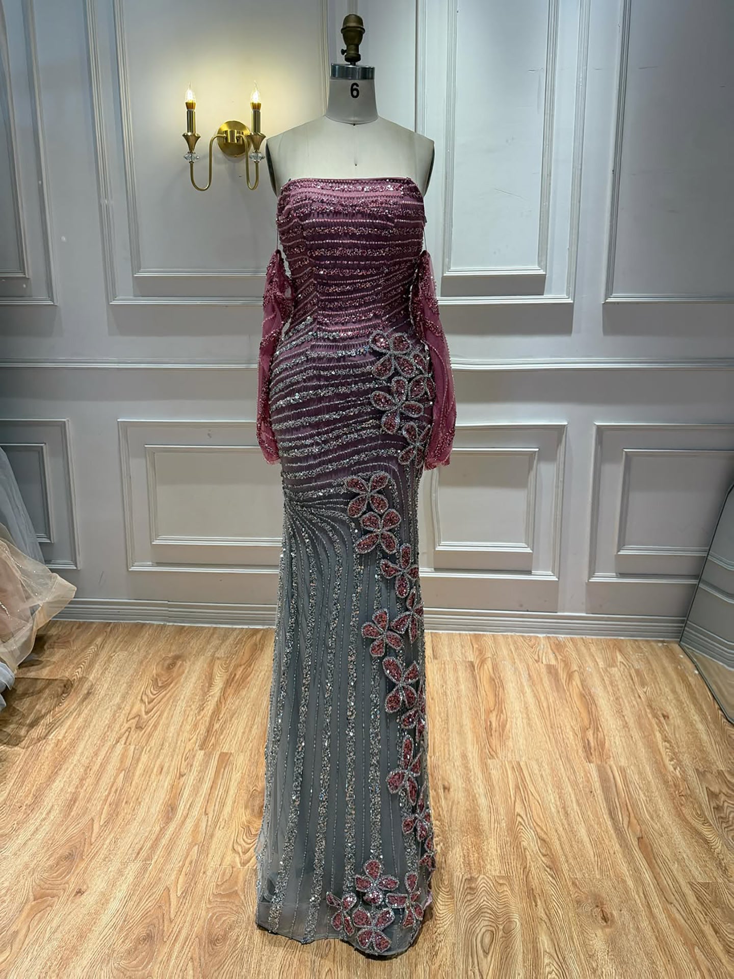 Luxury Pink Gradient Beaded Mermaid Evening Dress LA73532 SERENE HILL
