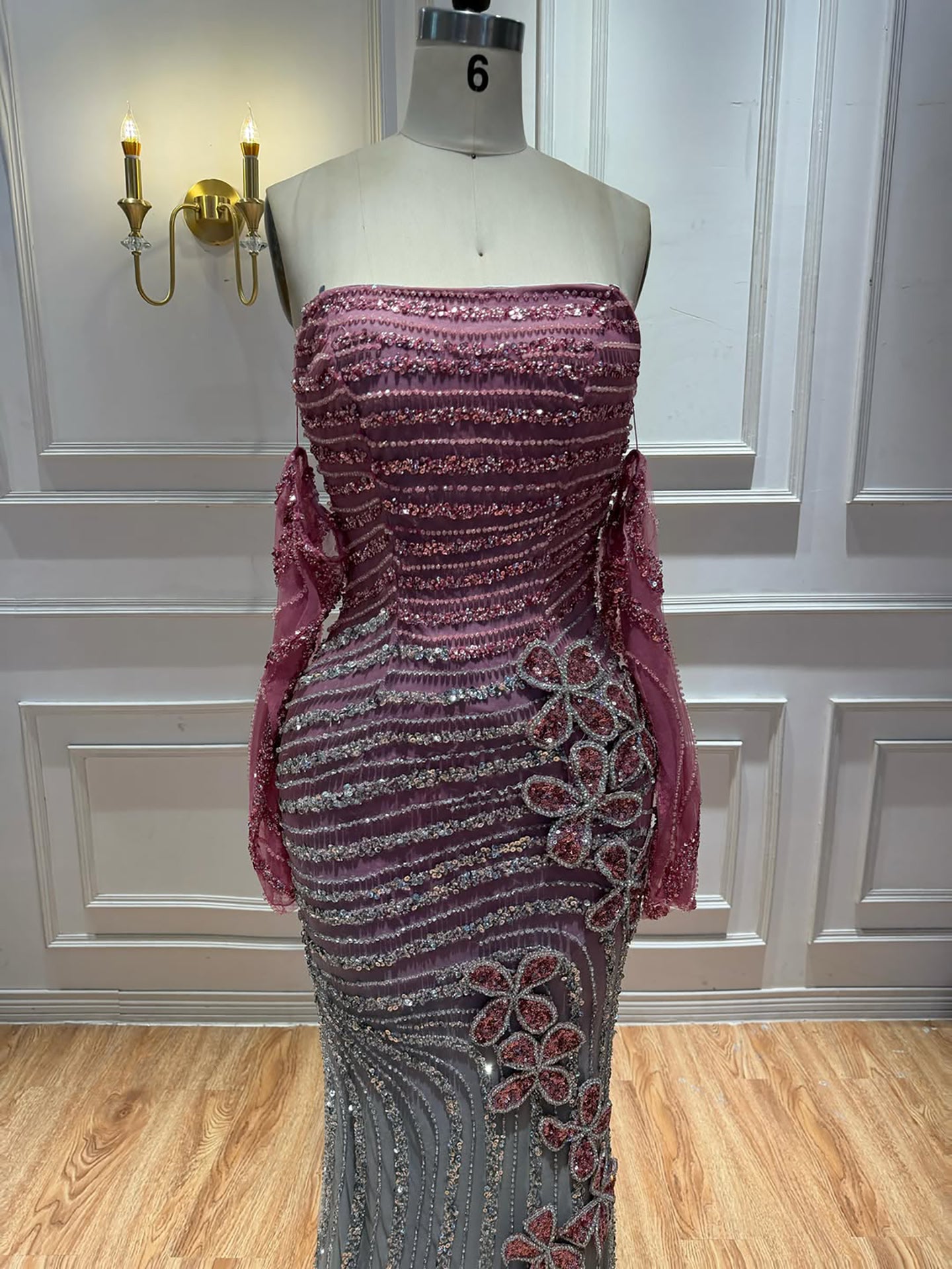 Luxury Pink Gradient Beaded Mermaid Evening Dress LA73532 SERENE HILL