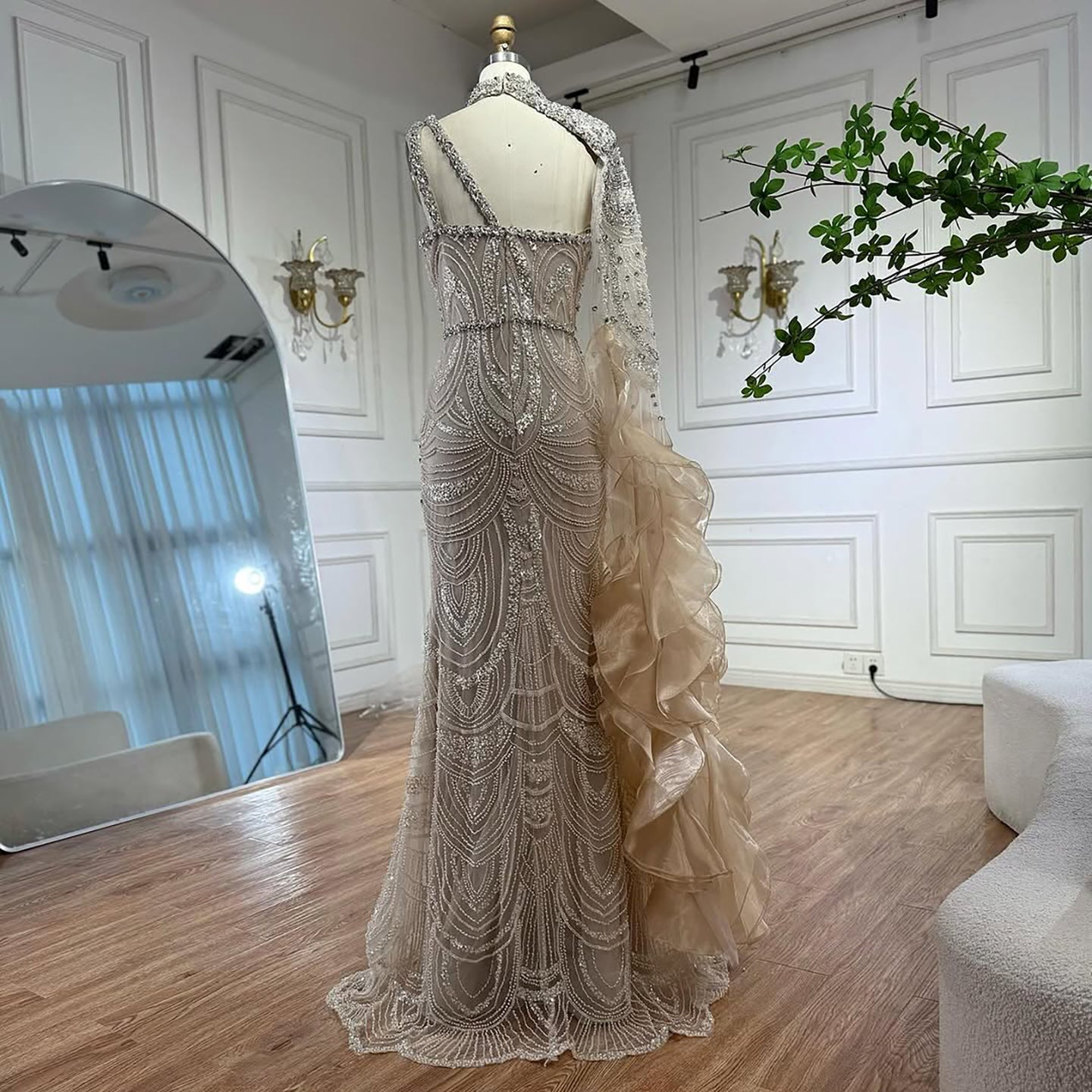 Luxury Nude Crystal One Shoulder Beaded Mermaid Evening Dress LA73533 - SERENE  HILL
