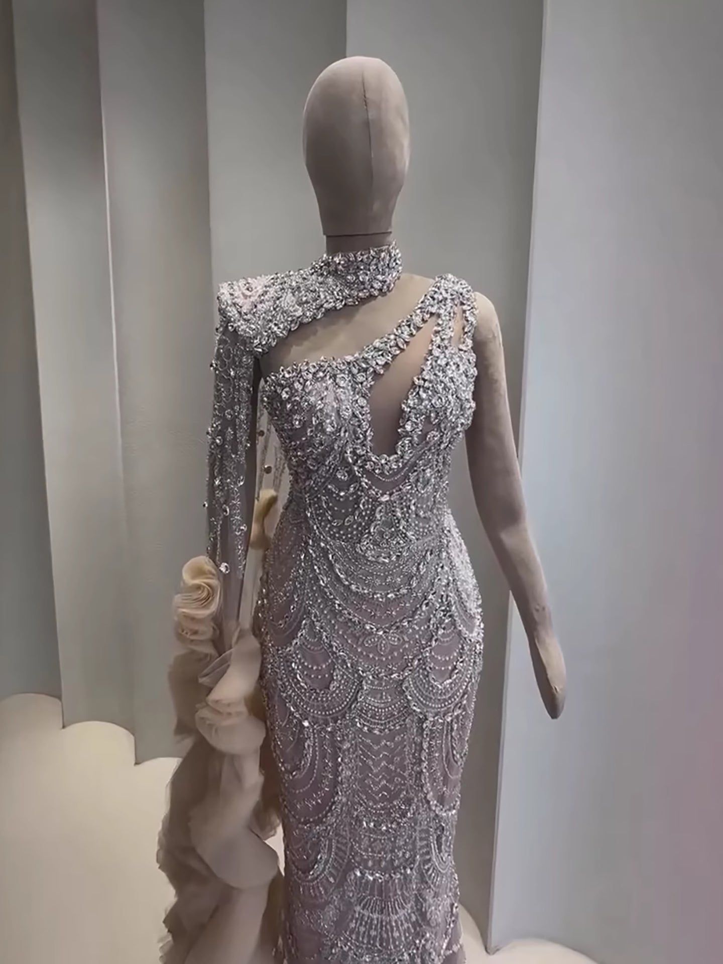 Luxury Nude Crystal One Shoulder Beaded Mermaid Evening Dress LA73533 - SERENE  HILL