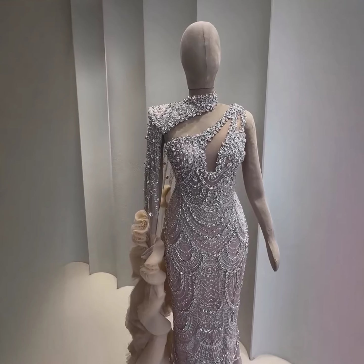 Luxury Nude Crystal One Shoulder Beaded Mermaid Evening Dress LA73533 - SERENE  HILL