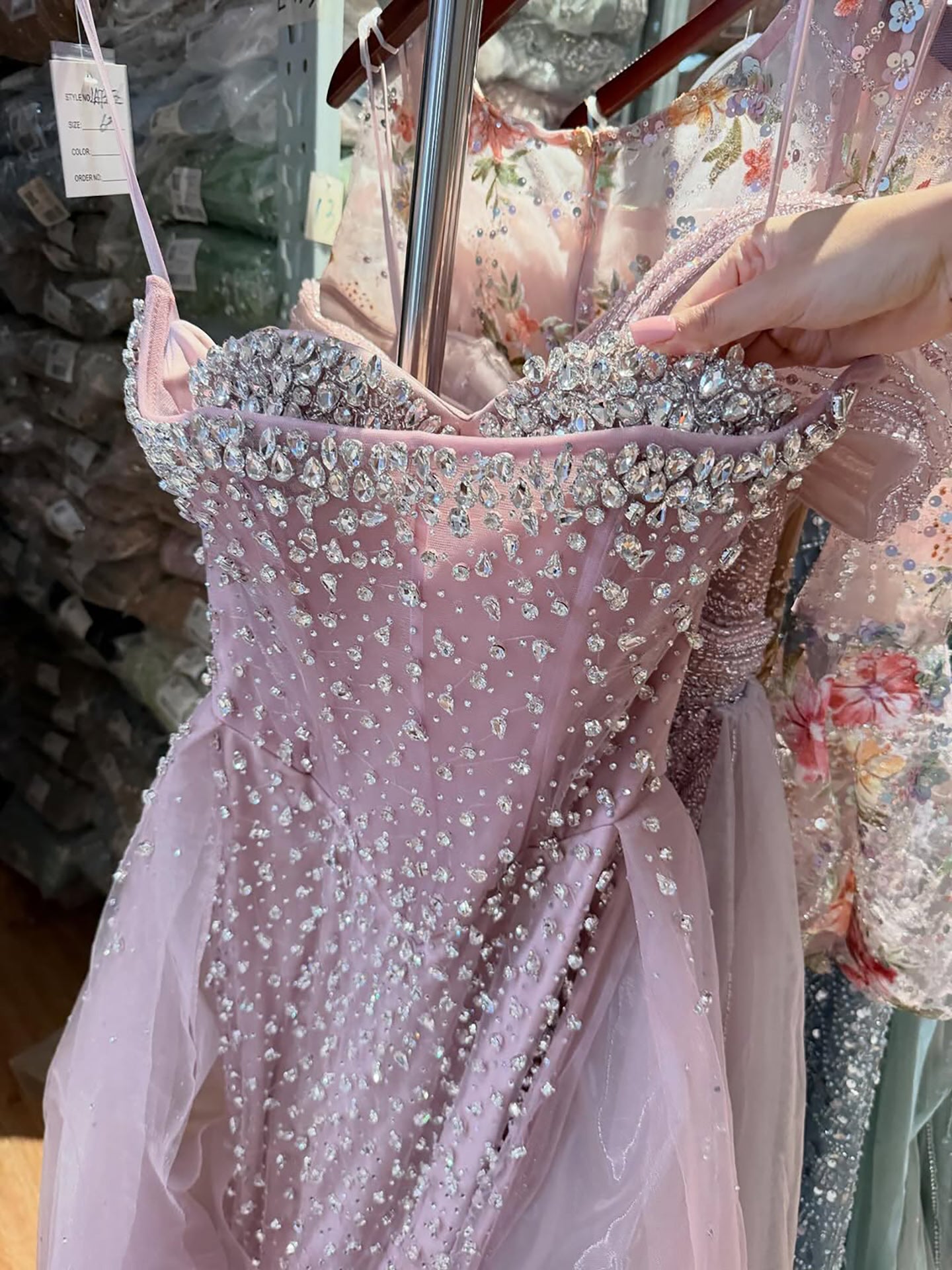 Luxury Nude Beaded Mermaid Dress with Overskirt LA73536 SERENE HILL