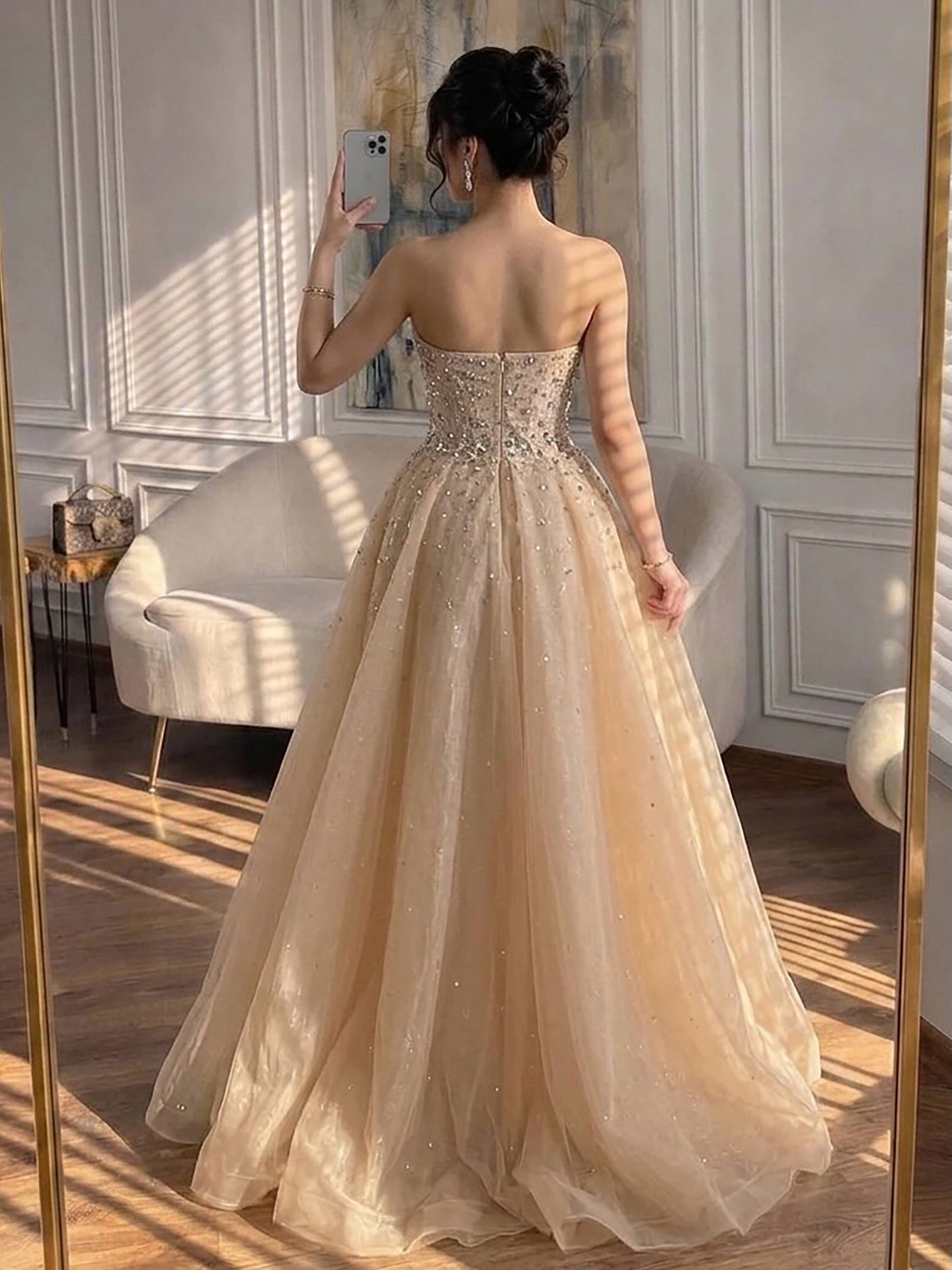 Luxury Nude Beaded Mermaid Dress with Overskirt LA73536 SERENE HILL