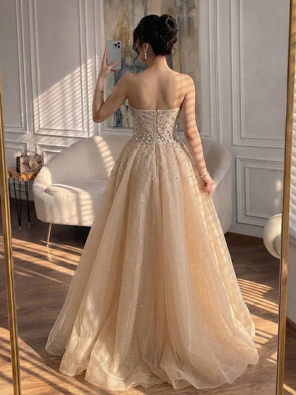 Luxury Nude Beaded Mermaid Dress with Overskirt LA73536 SERENE HILL