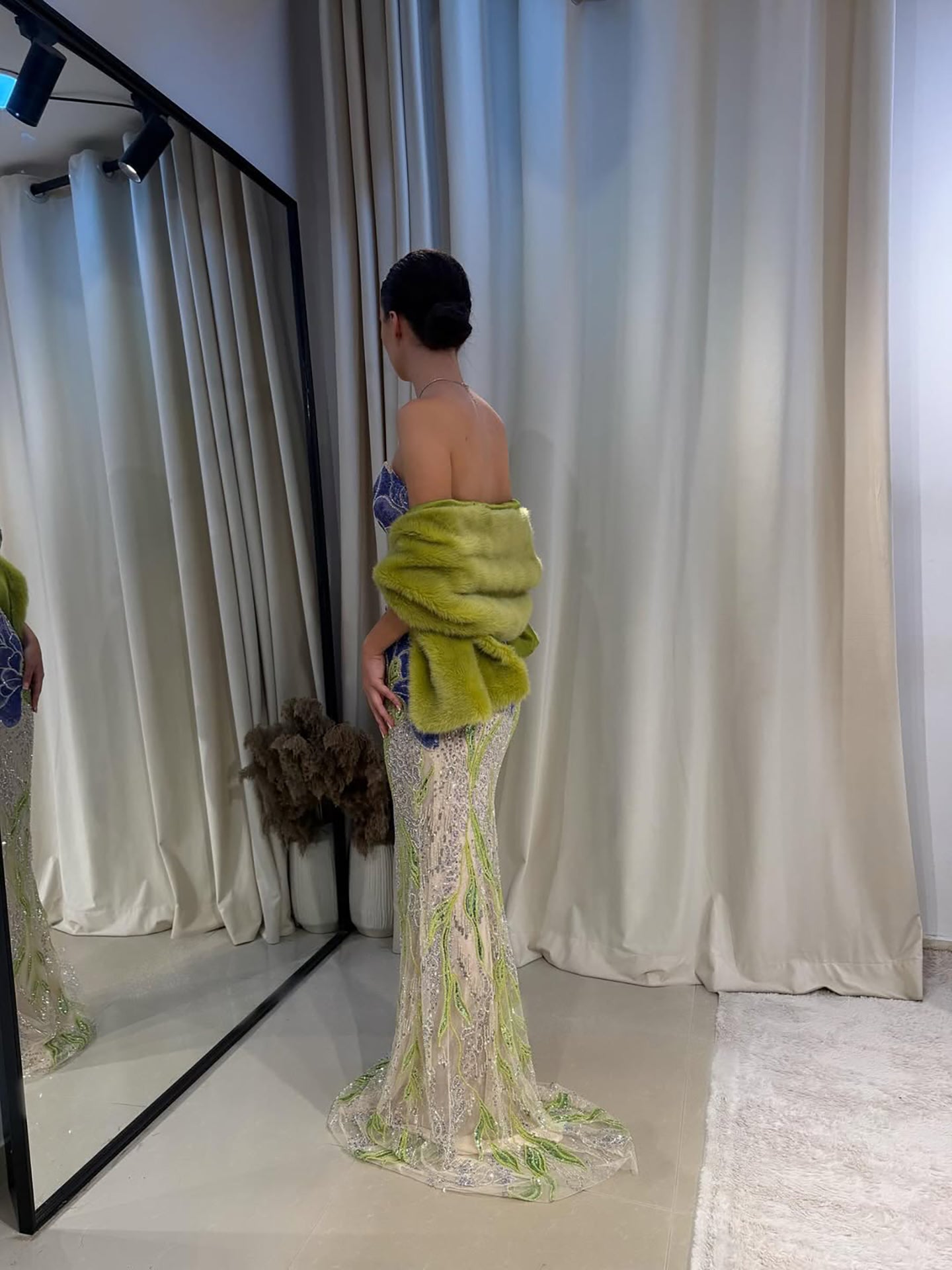 Luxury Blue Strapless Beaded Mermaid Evening Dress LA73538 - SERENE  HILL