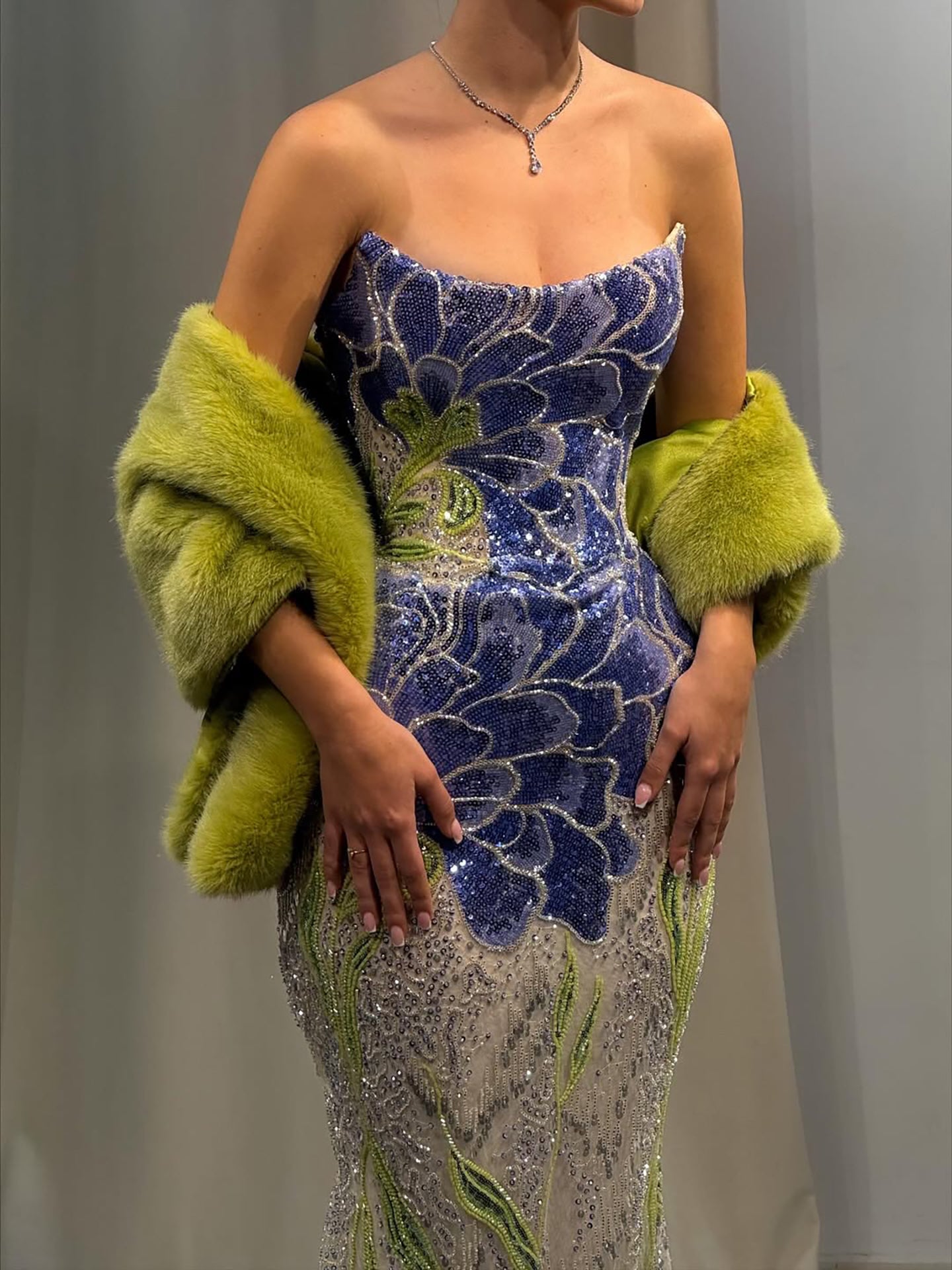 Luxury Blue Strapless Beaded Mermaid Evening Dress LA73538 - SERENE  HILL