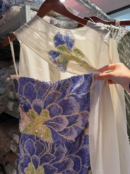 Luxury Purple Flower Evening Dress with Scarf LA73538A SERENE HILL