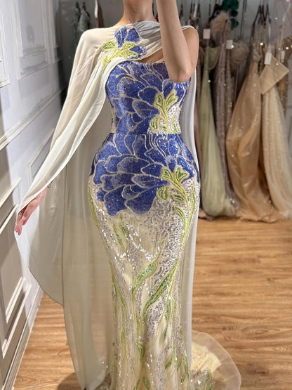Luxury Purple Flower Evening Dress with Scarf LA73538A SERENE HILL