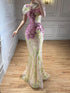 Luxury Purple Flower Evening Dress with Scarf LA73538A SERENE HILL