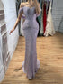 Luxury Purple Crystal Beaded Mermaid Evening Dress with Sleeves LA73539 SERENE HILL