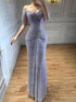 Luxury Purple Crystal Beaded Mermaid Evening Dress with Sleeves LA73539 - SERENE  HILL