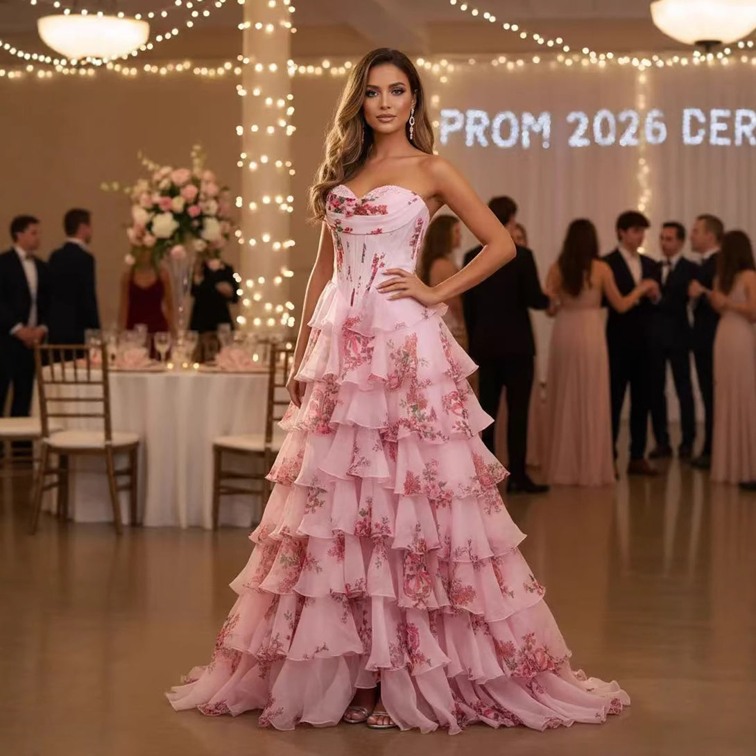 floral spring formal dress Spring Floral Applique A-Line Gown
