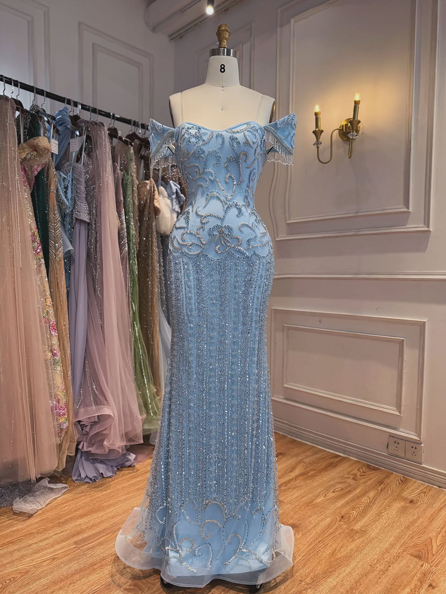 Luxury Pink Beaded Mermaid Evening Dress LA73550 SERENE HILL
