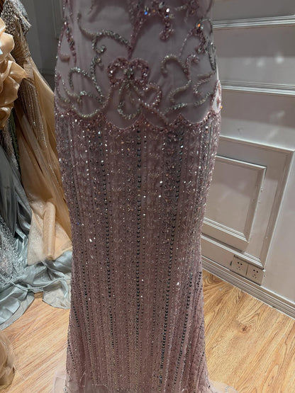 Luxury Pink Beaded Mermaid Evening Dress LA73550 SERENE HILL