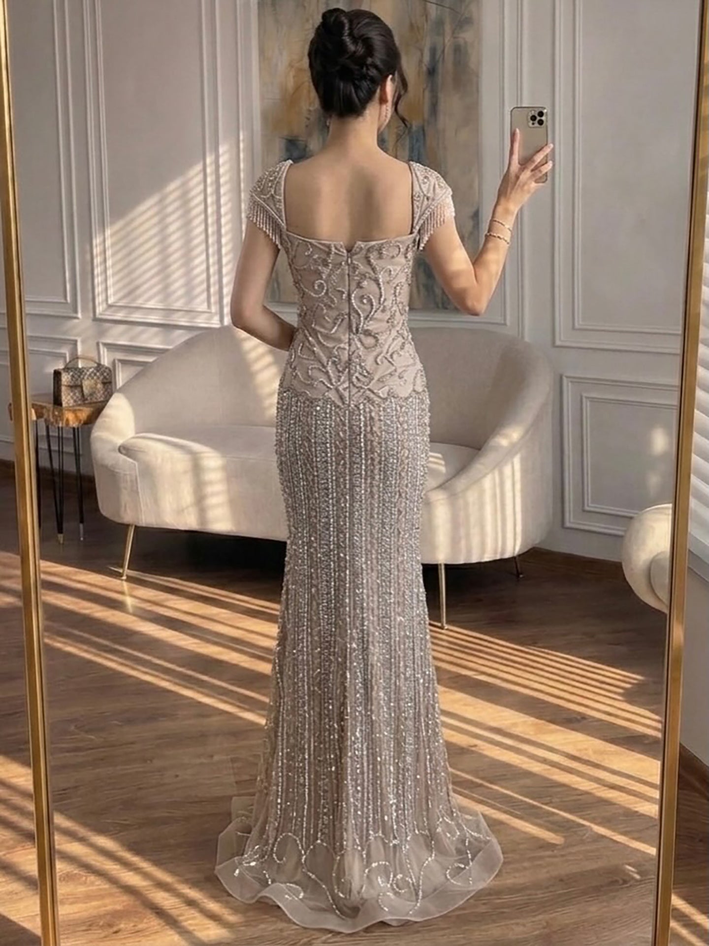 Luxury Pink Beaded Mermaid Evening Dress la73550 SERENE HILL