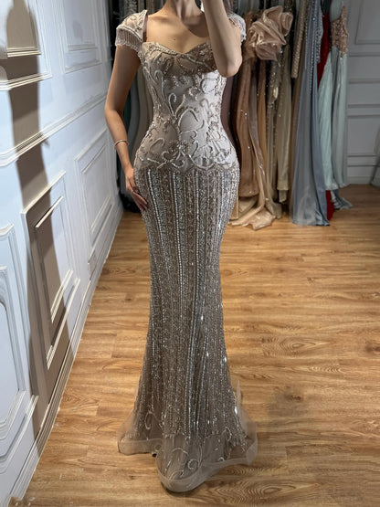 Luxury Pink Beaded Mermaid Evening Dress la73550 SERENE HILL