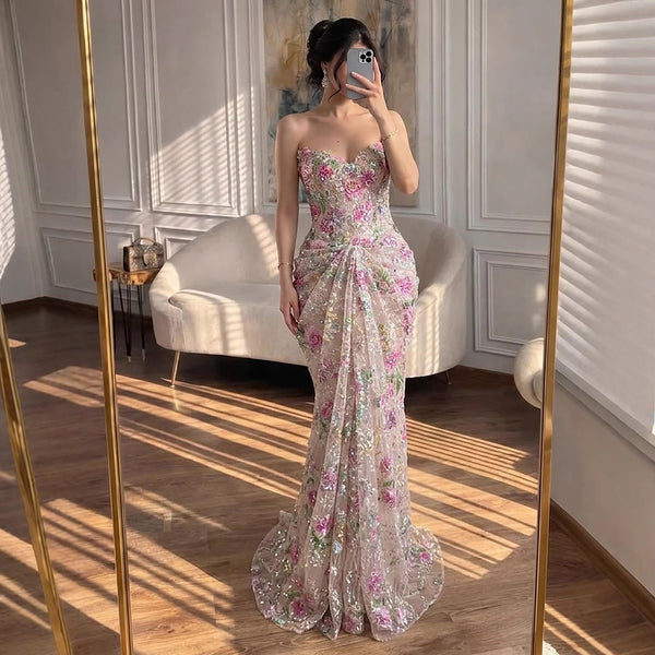 chinese dress ladies Long Formal Dress with Short Puff Sleeves main image 0