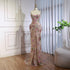 Luxury Saudi Arabic Pink 3D Flower Strapless Beaded Mermaid Evening Dress LA73552 SERENE HILL