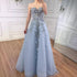Luxury Blue Strapless 3D Flower Beaded A-Line Prom Dress LA73553 - SERENE  HILL
