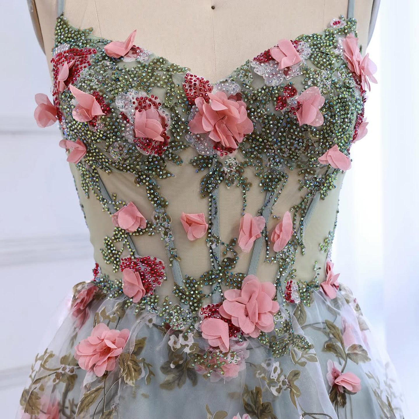 Luxury Sage Green 3D Floral Beaded A-Line Prom Dress LA73560 SERENE HILL Luxury Sage Green 3D Floral Beaded A-Line Prom Dress LA73560 SERENE HILL