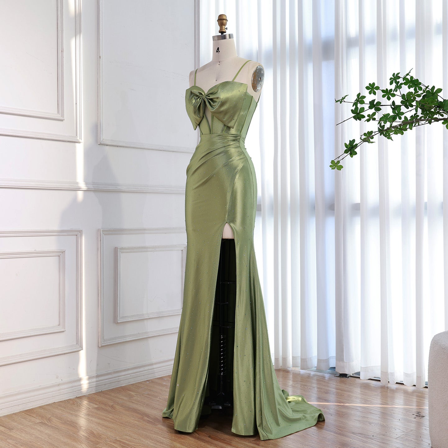 olive green prom dress Olive Green Mermaid Prom Dresses Backless CUSTOM