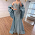 Luxury Turquoise Beaded Mermaid Evening Dress With Cape LA73582 - SERENE  HILL