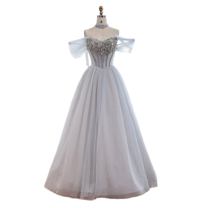 Luxury Blue A Line Beaded Evening Dress For Formal Occasion LA73584 - SERENE  HILL