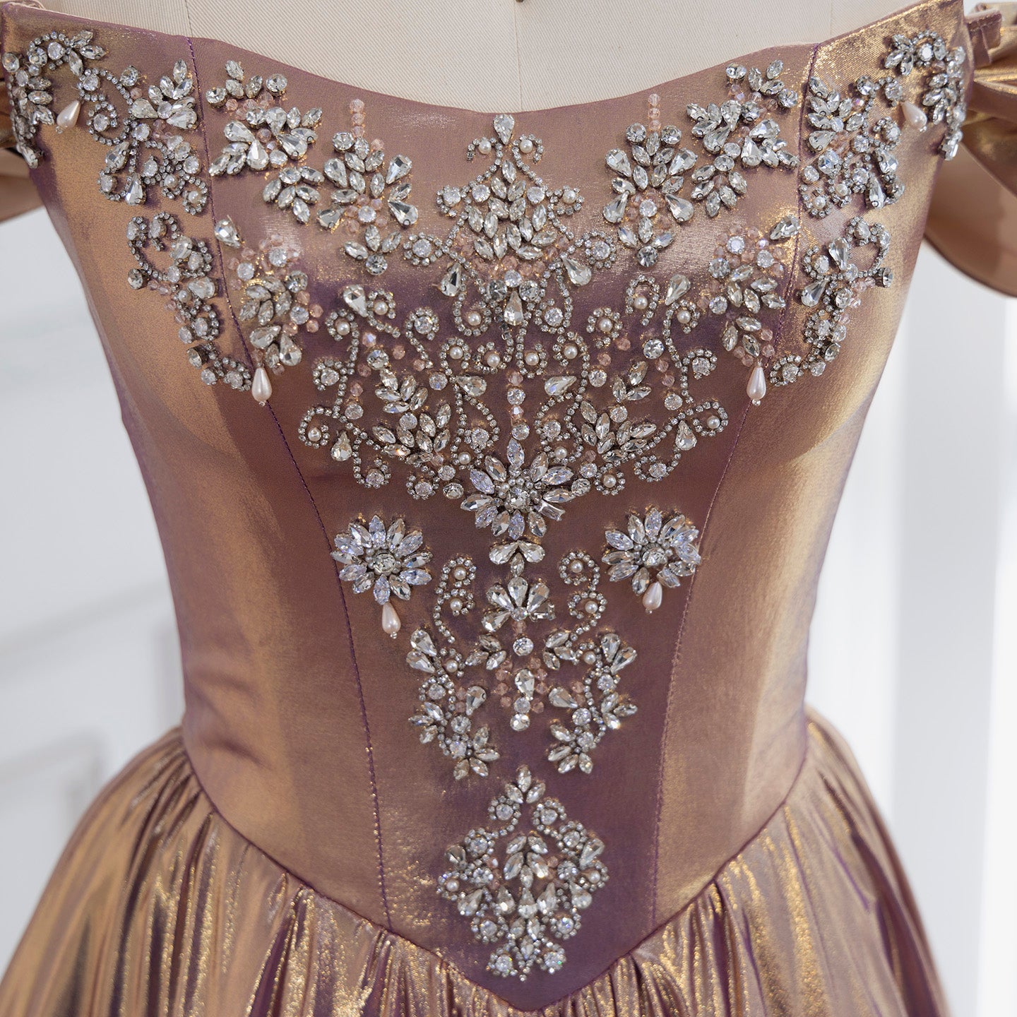 Luxury Purple Gold Crystal Beaded A Line Evening Dress LA73588 - SERENE  HILL