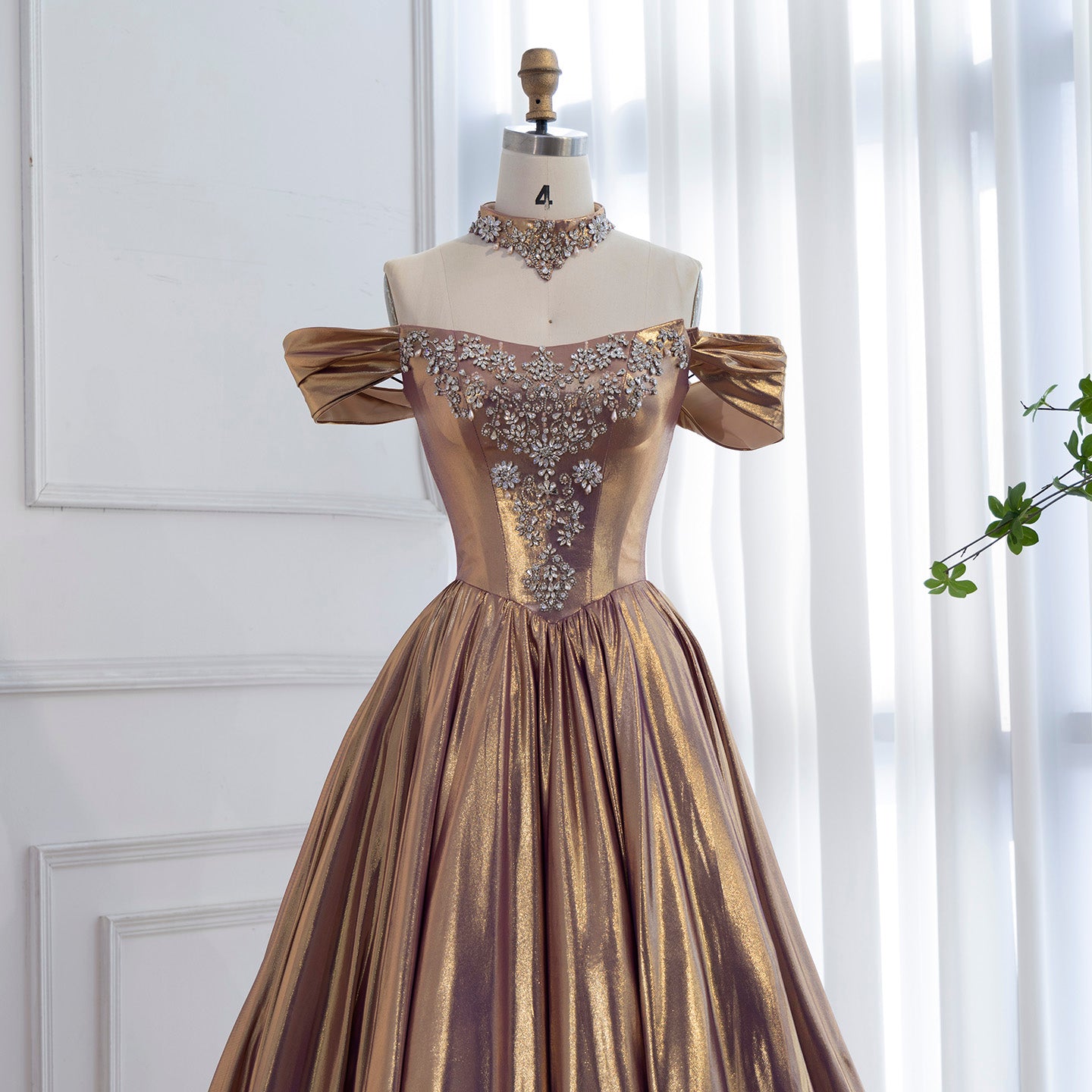 Luxury Purple Gold Crystal Beaded A Line Evening Dress LA73588 - SERENE  HILL