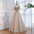 Luxury Champagne Crystal Beaded Feather A Line Evening Dress LA73591 - SERENE  HILL