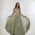 Dubai Sage Green High Neck Long Sleeve Lace A Line Evening Dress LA73611 - SERENE  HILL
