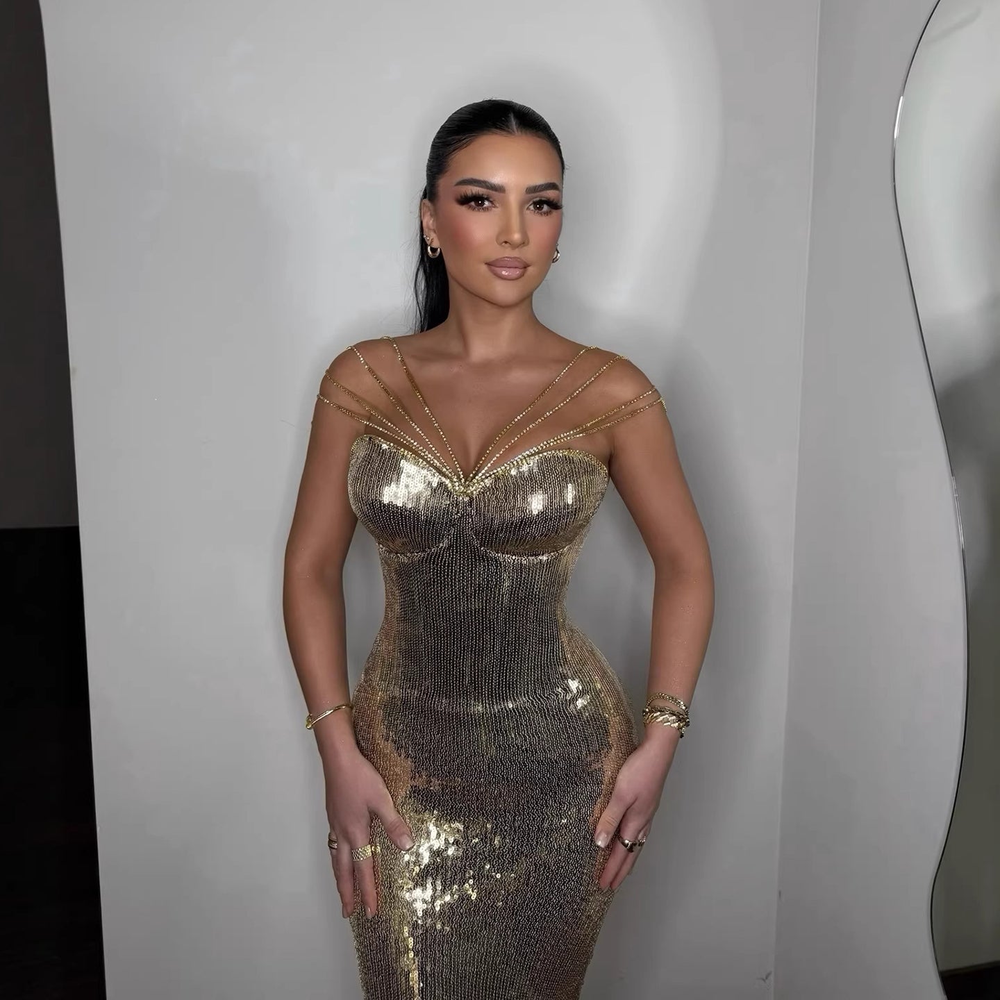 Luxury Gold Sequin Mermaid Evening Dress LA73612 - SERENE  HILL