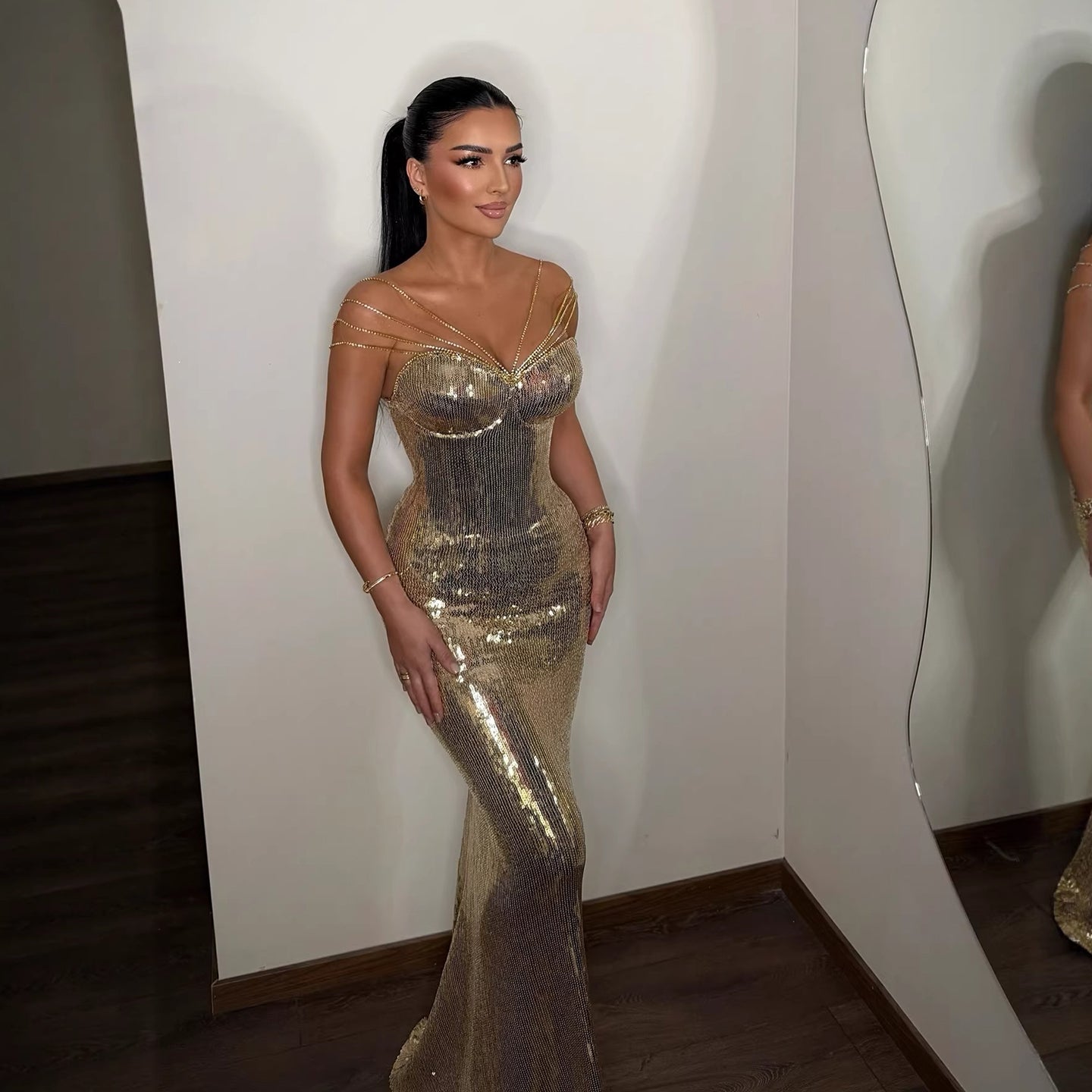 Luxury Gold Sequin Mermaid Evening Dress LA73612 - SERENE  HILL