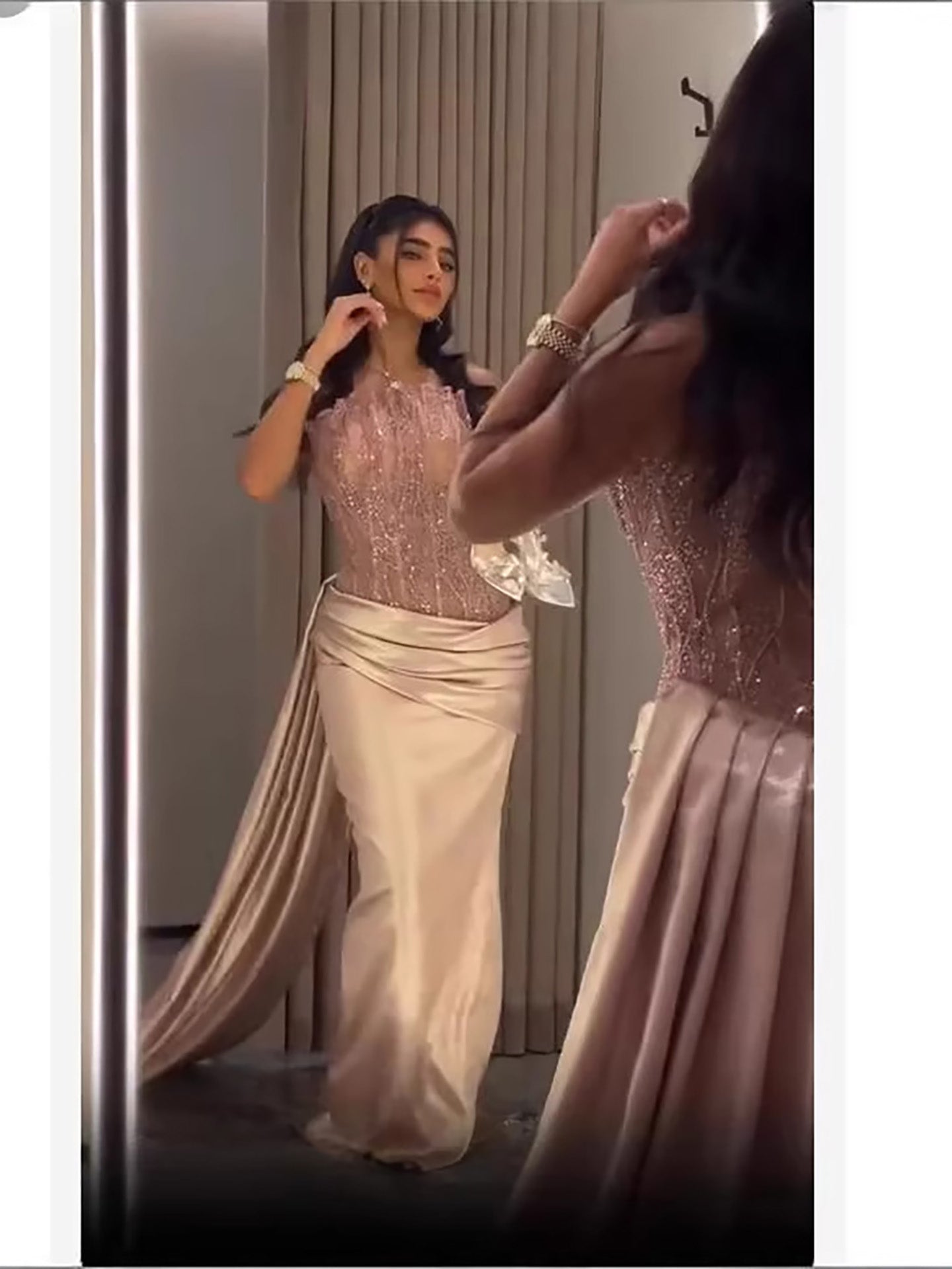 Luxury Pink Beaded Strapless Mermaid Evening Dress LA73628 - SERENE  HILL