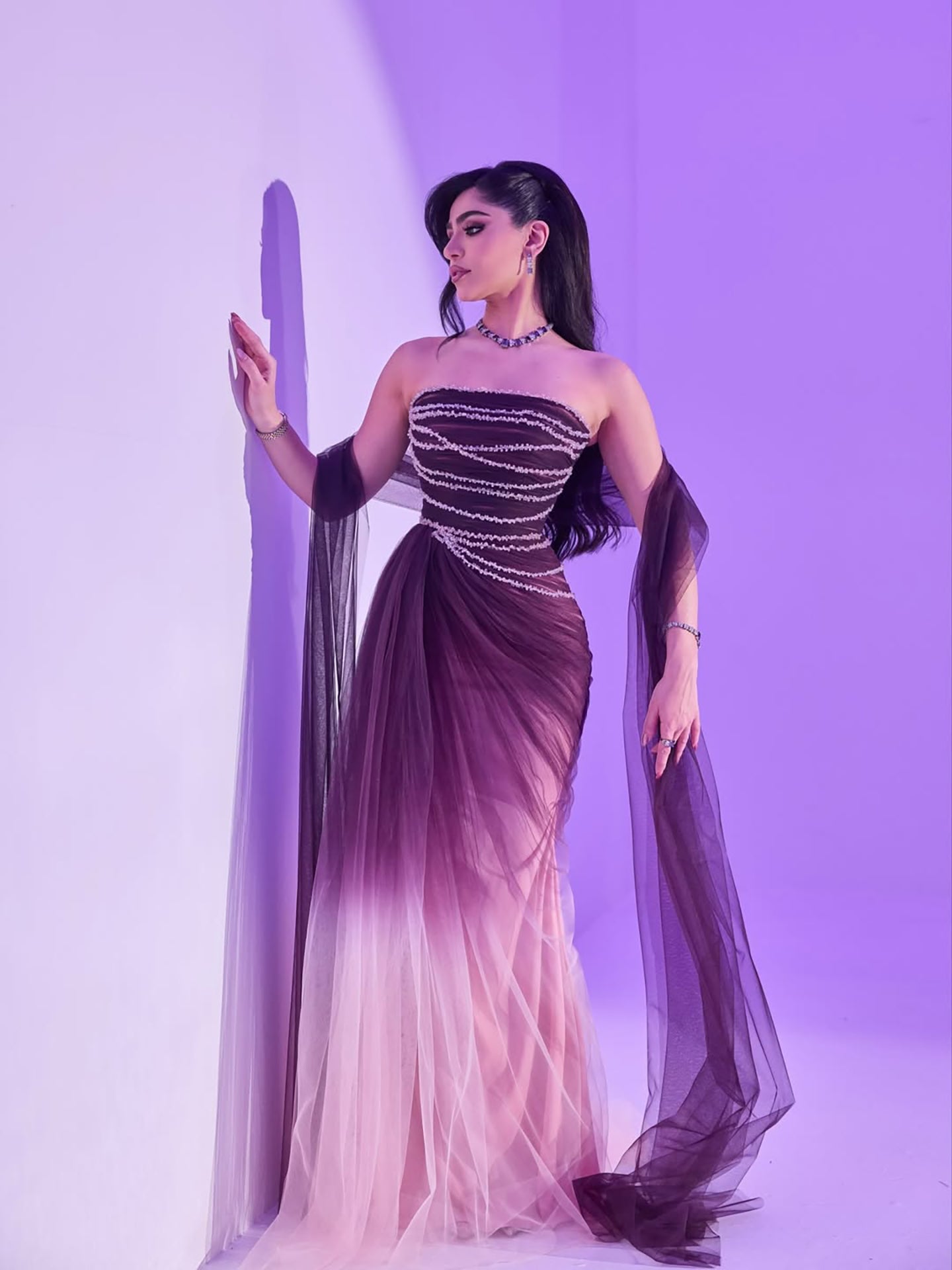 Wine Red Strapless Beaded Evening Dress LA73630 - SERENE  HILL