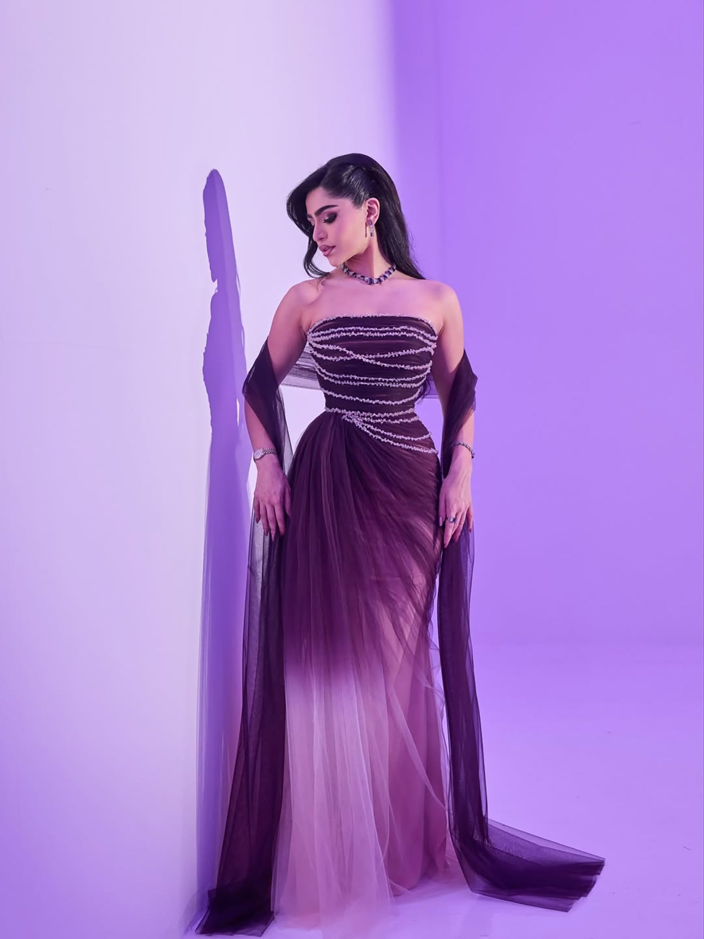 Wine Red Strapless Beaded Evening Dress LA73630 - SERENE  HILL