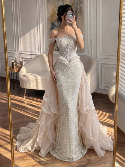 Luxury Nude  Beaded Mermaid Evening Dress LA73633 SERENE HILL