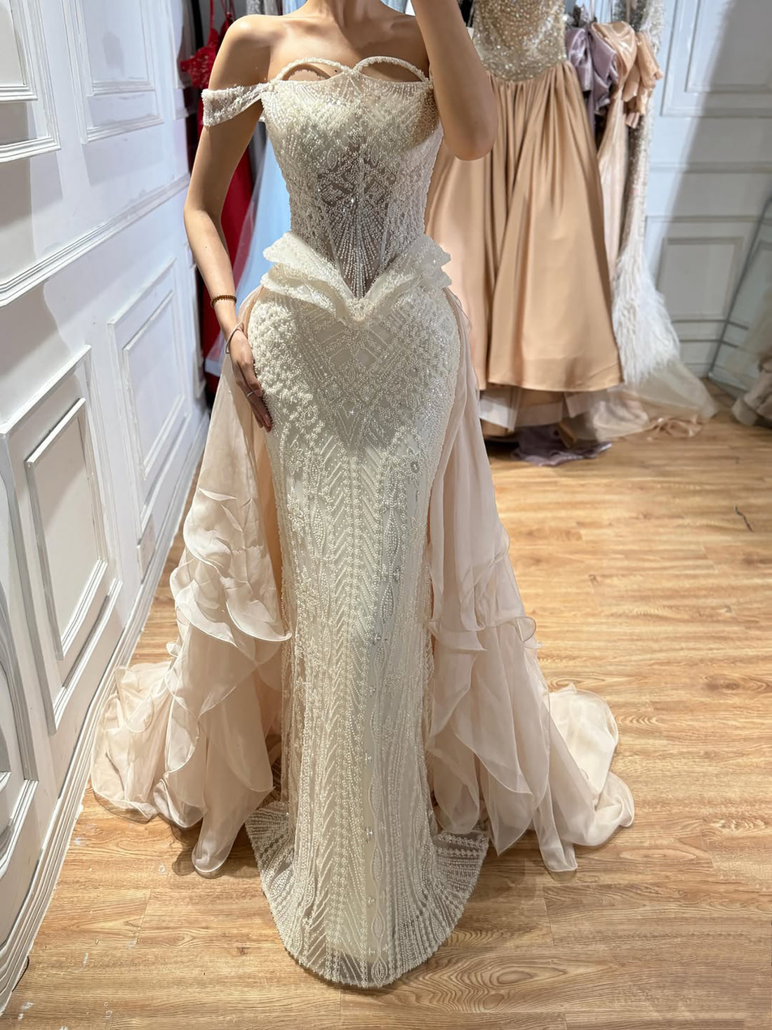 Luxury Nude  Beaded Mermaid Evening Dress LA73633 SERENE HILL