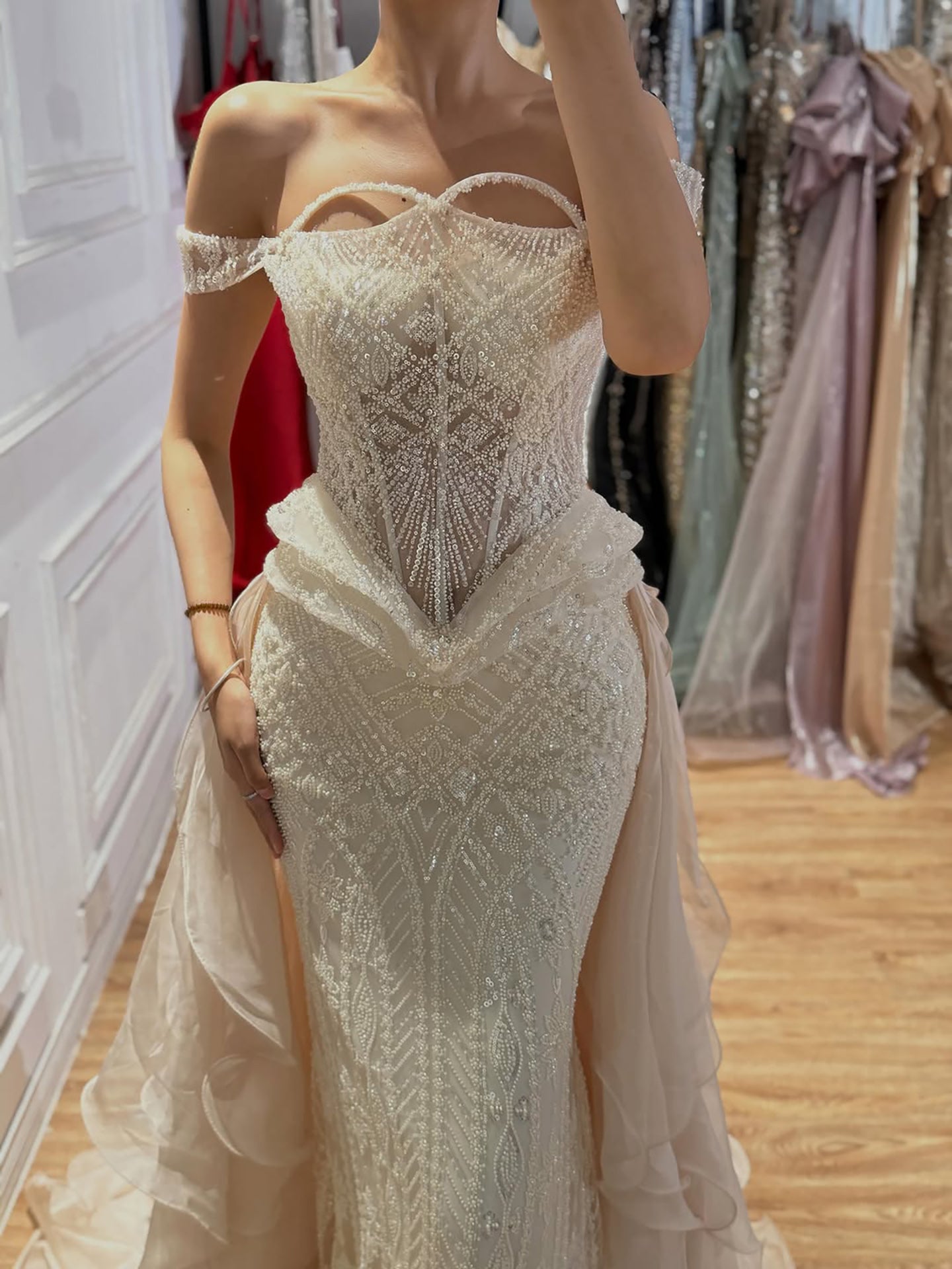 Luxury Nude  Beaded Mermaid Evening Dress LA73633 SERENE HILL