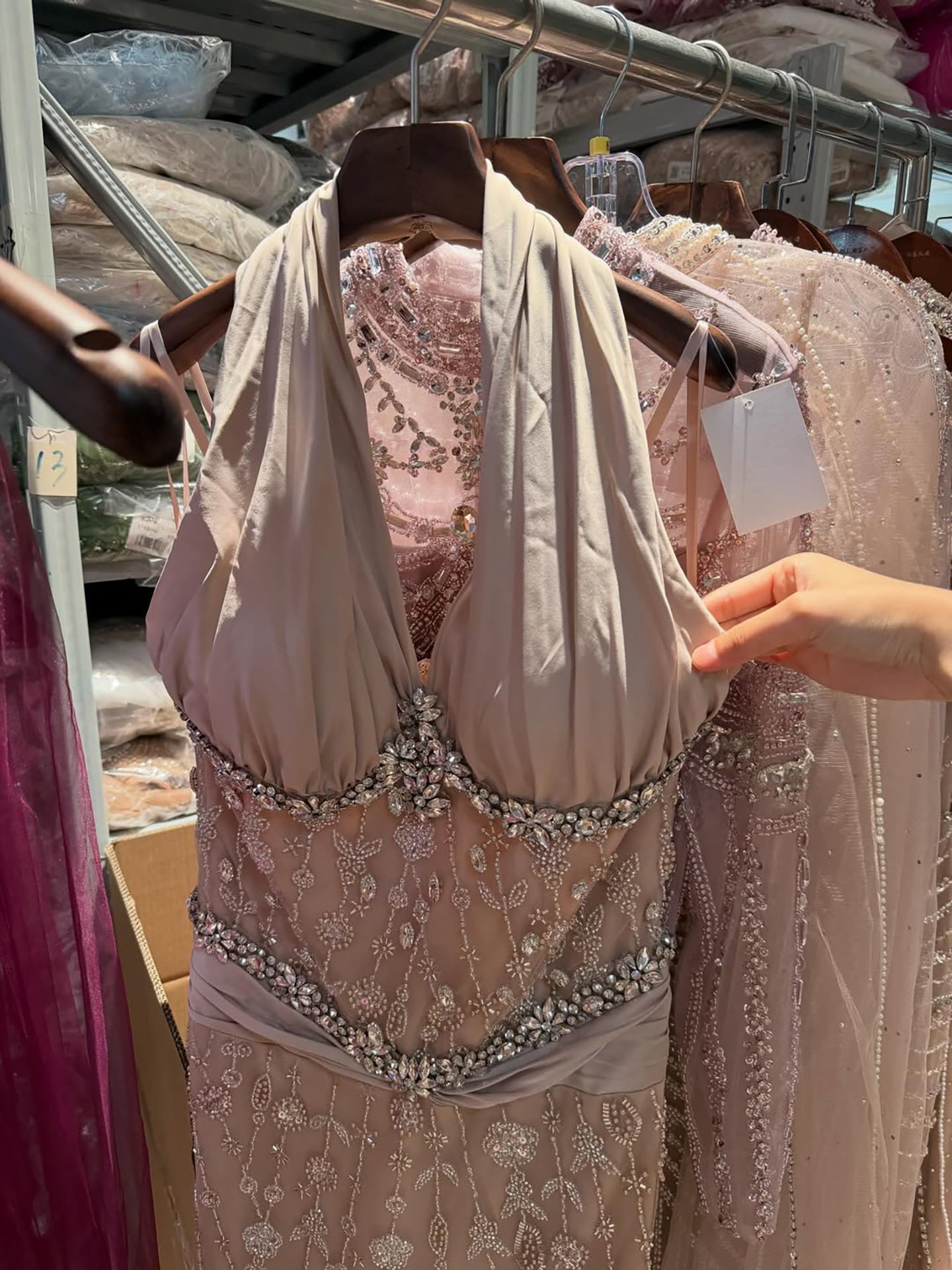 Luxury Nude Crystal Beaded Mermaid Evening Dress LA73635