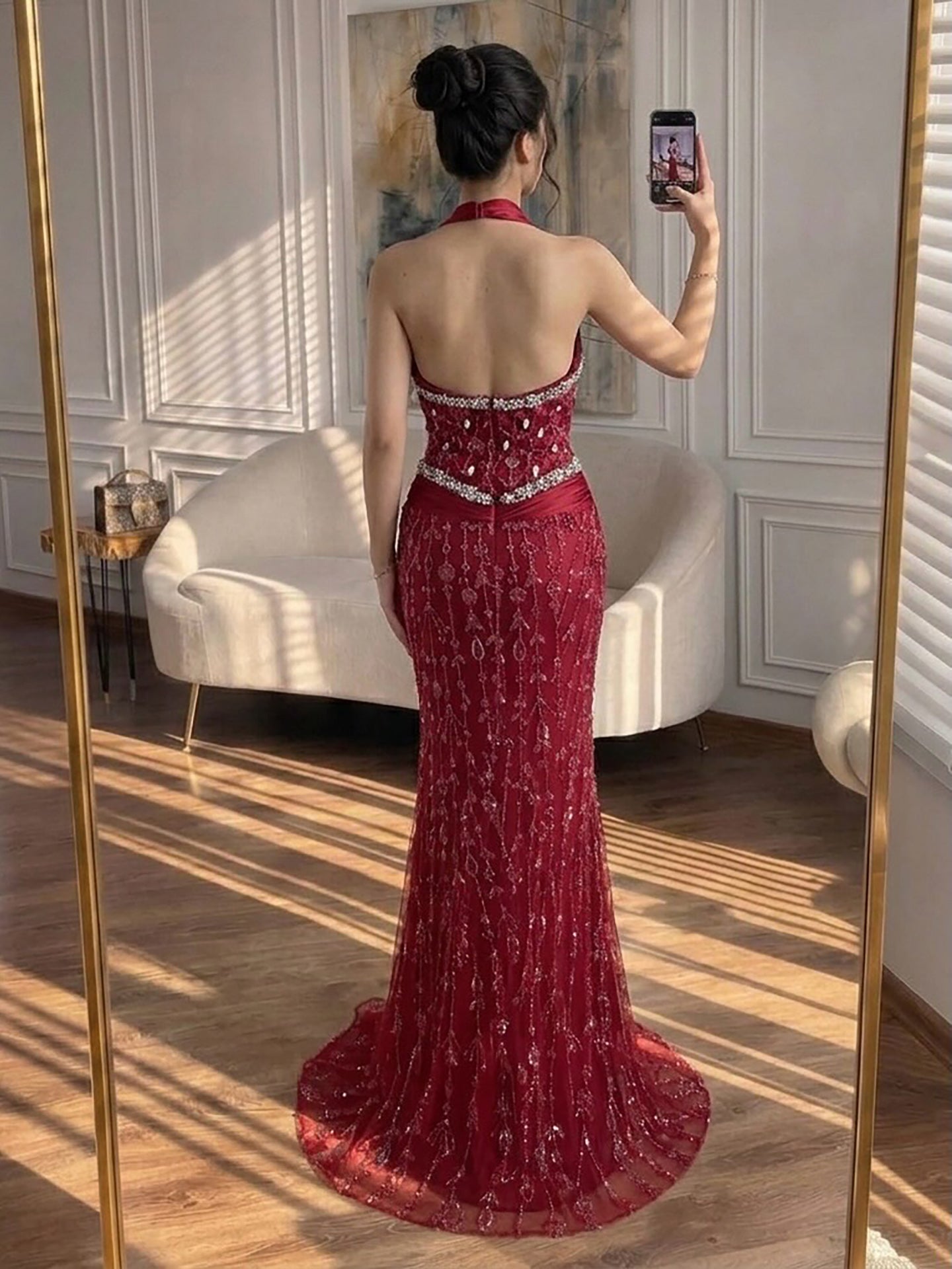 Luxury Nude Crystal Beaded Mermaid Evening Dress LA73635 SERENE HILL
