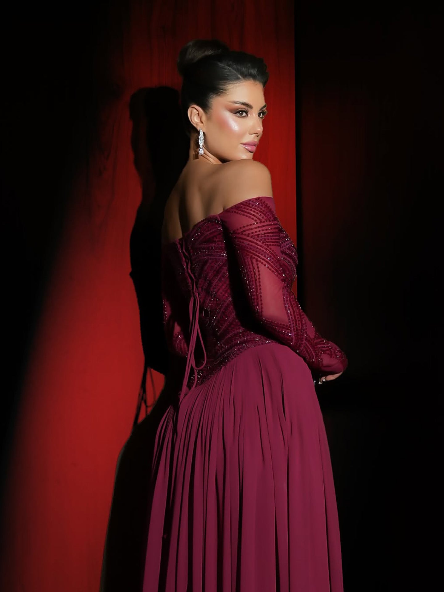Luxury Wine Red Beaded A Line Evening Dress LA73637 - SERENE  HILL