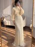 Luxury Muslim Green Satin Beaded Mermaid Evening Dress LA73676 - SERENE  HILL