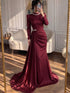 Luxury Muslim Green Satin Crystal Beaded Mermaid Evening Dress LA73667 - SERENE  HILL