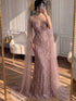 Luxury Gold Beaded Mermaid Evening Dress with Cape Sleeves LA73679 - SERENE  HILL