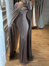 Luxury Green Beaded Cape Long Sleeve Satin Mermaid Dress LA73683 SERENE HILL